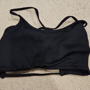 Zenana Strappy Ribbed Padded Bralette – Black, Small